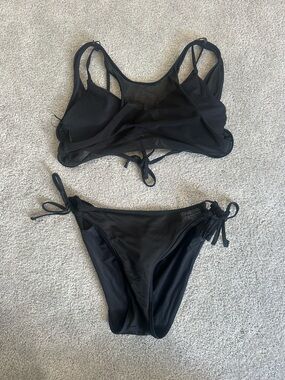 Becca Swim Muse Cut-Out Side Tie Two-Piece Black Bikini Set